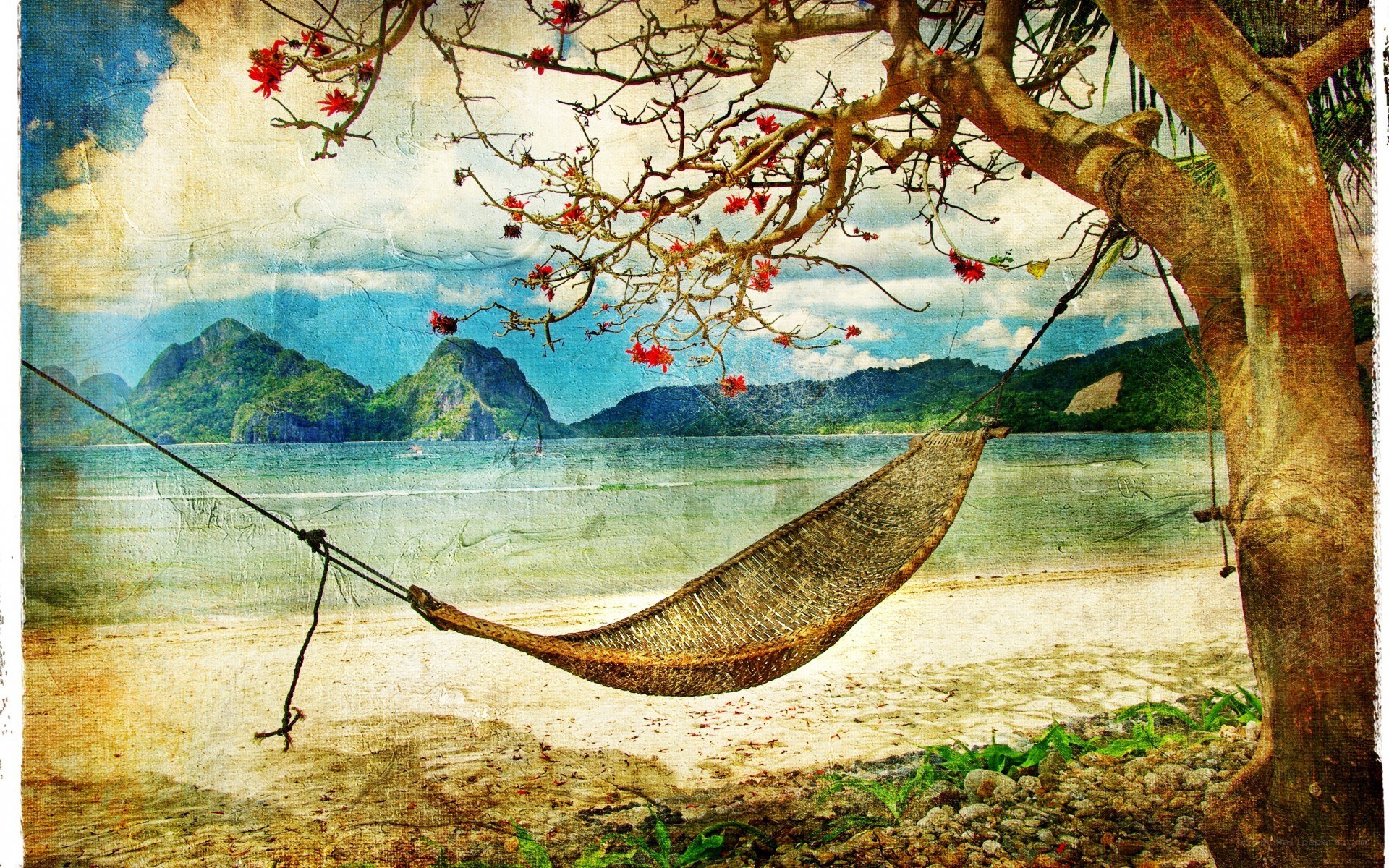 Hammock on a tropical beach