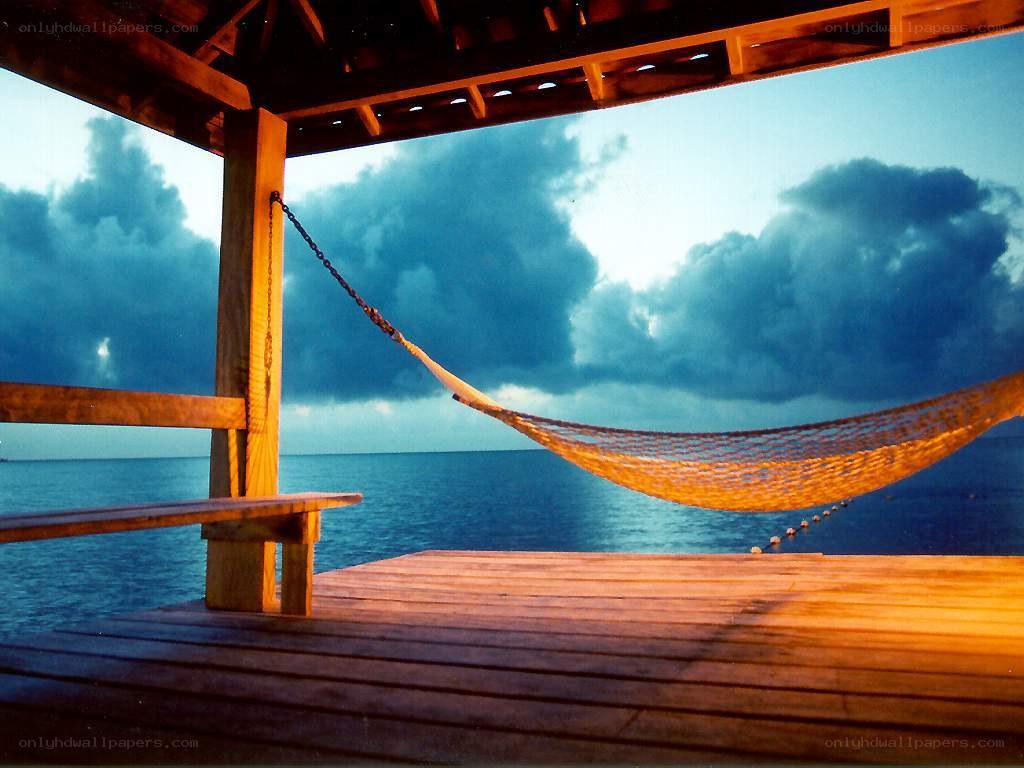 Hammock on a wooden deck