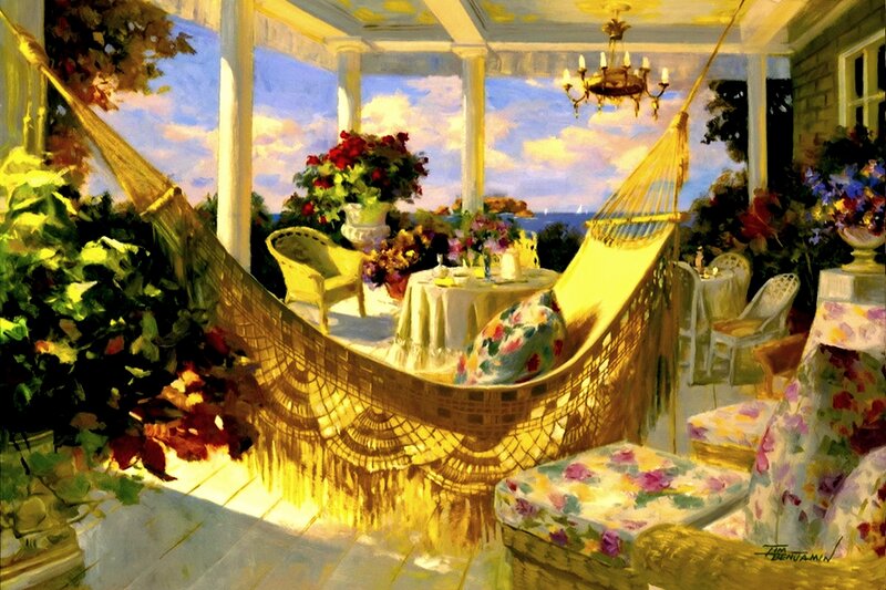 Hammock on Porch — Yellow