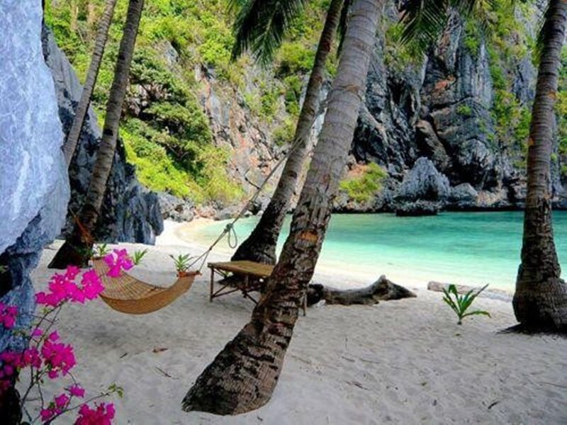 Hammock on Tropical Beach — White