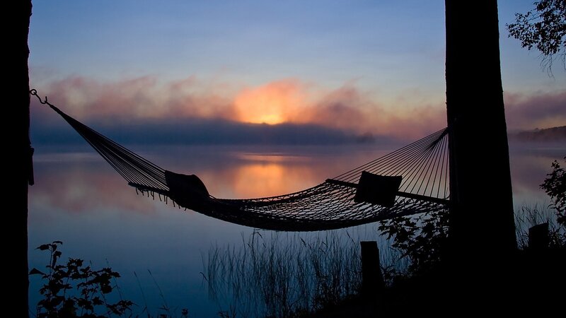 Hammock over Lake — Blue