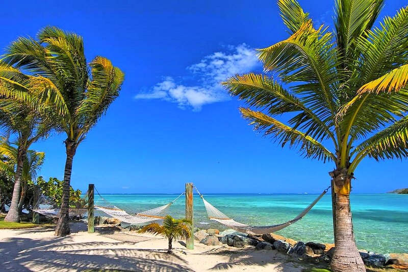 Hammocks on Tropical Beach — Blue