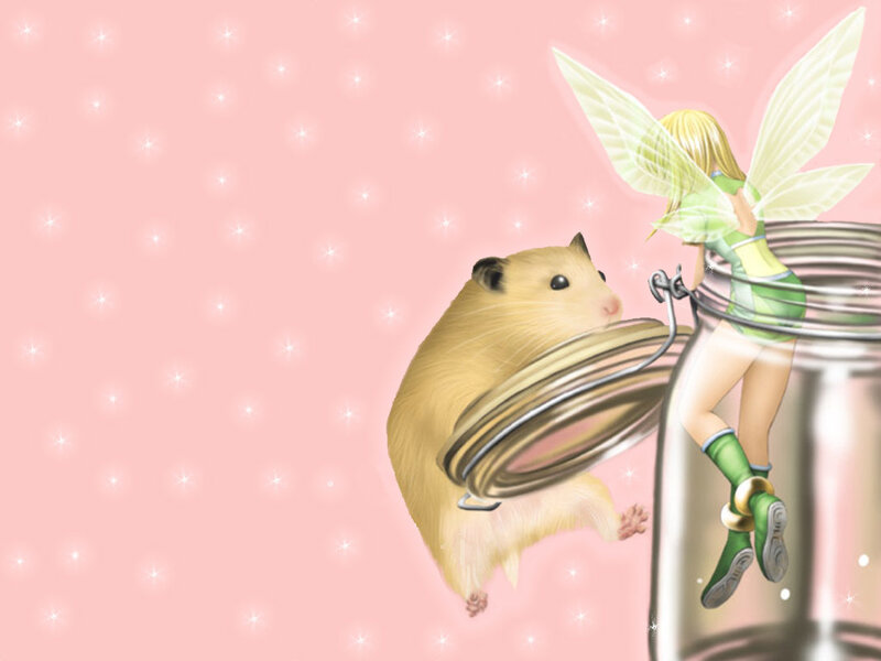 hamster and fairy in a jar