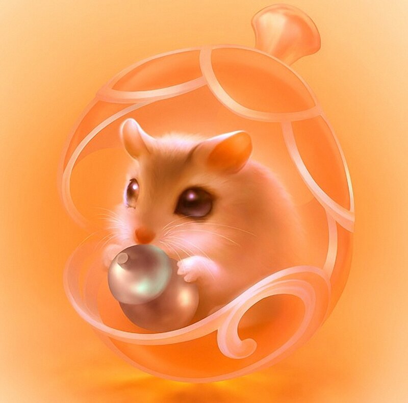 Hamster in a Ball — Orange, Calm