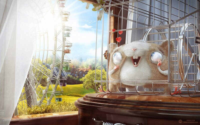 Hamster in Cage — Brown