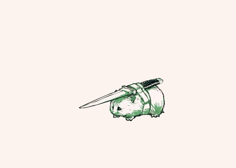 Hamster with Knife — Green