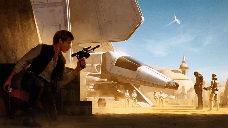 Han Solo Aiming Blaster — Brown, Dramatic