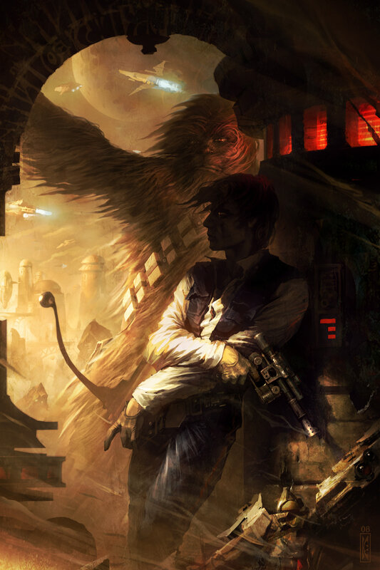 Han Solo and Chewbacca — Brown, Dramatic, Night