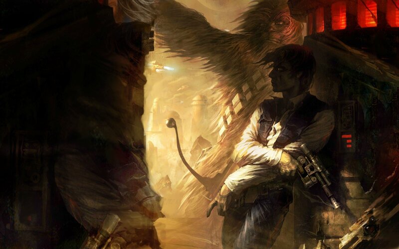 Han Solo and Chewbacca — Brown, Dramatic