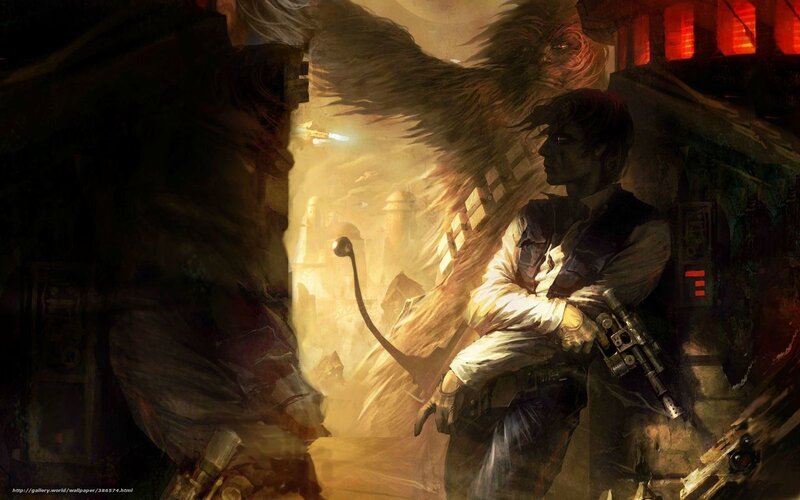 Han Solo and Chewbacca in a battle