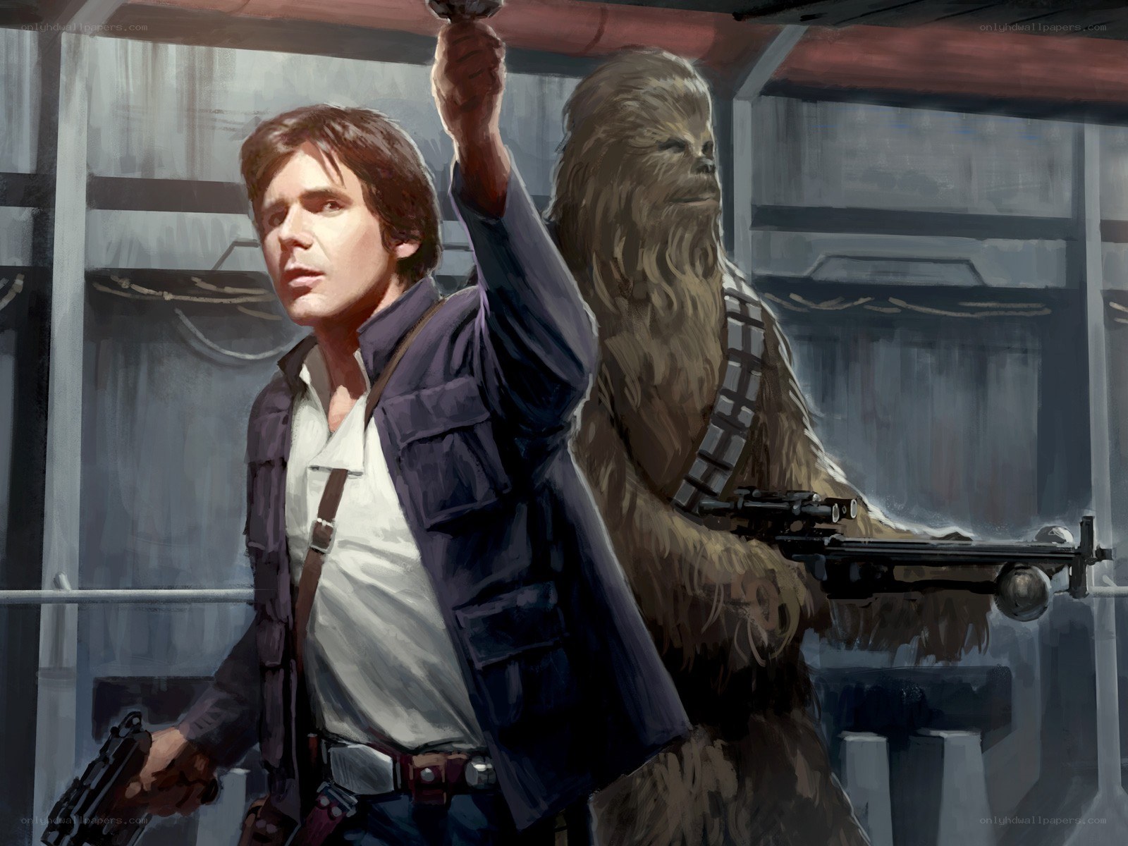 Han Solo and Chewbacca in action