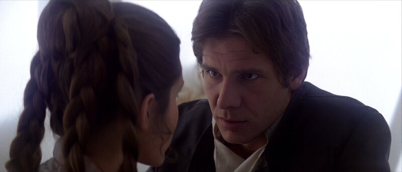 Han Solo and Leia in a tense moment