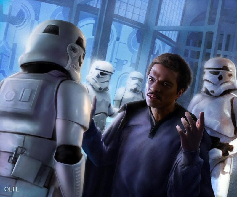 Han Solo confronts stormtroopers