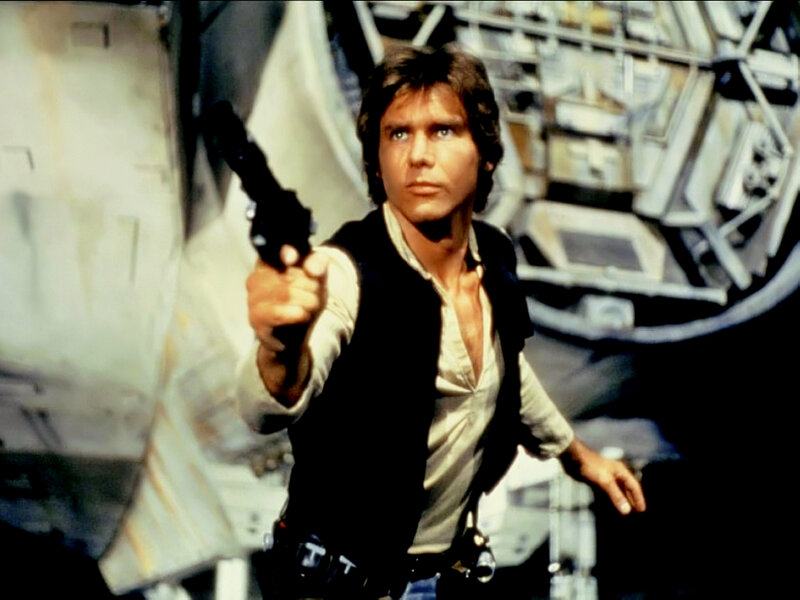 Han Solo holding a blaster