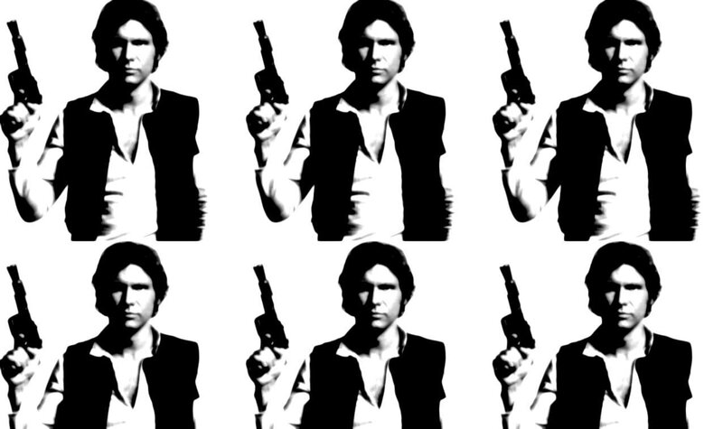 Han Solo holding blaster