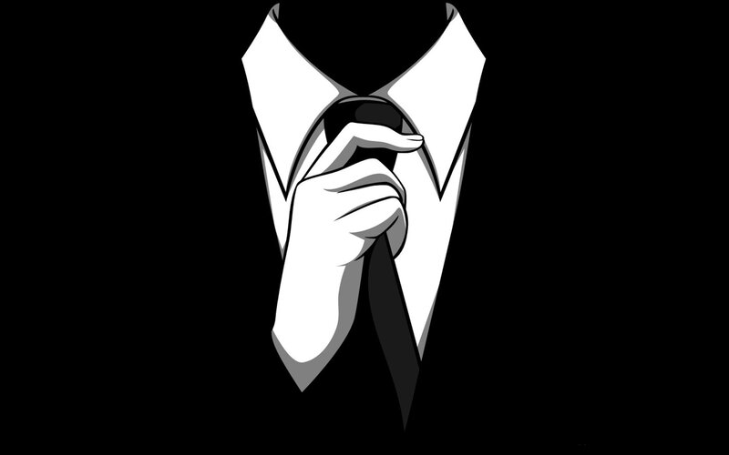 Hand Adjusting Tie — Black, Dramatic, Vector Art, Shirt