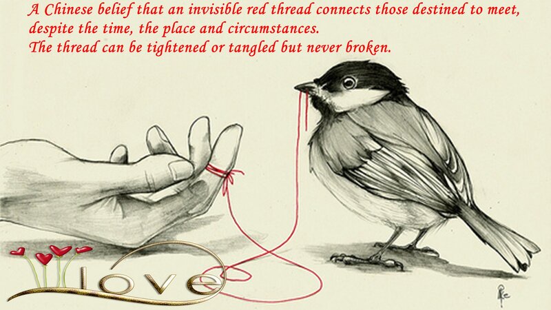 Hand and Bird with Red Thread