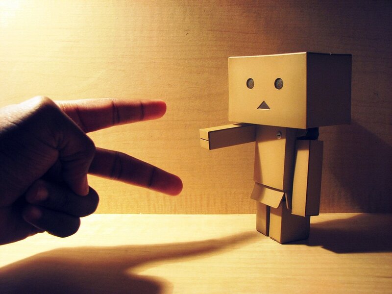 Hand and cardboard robot