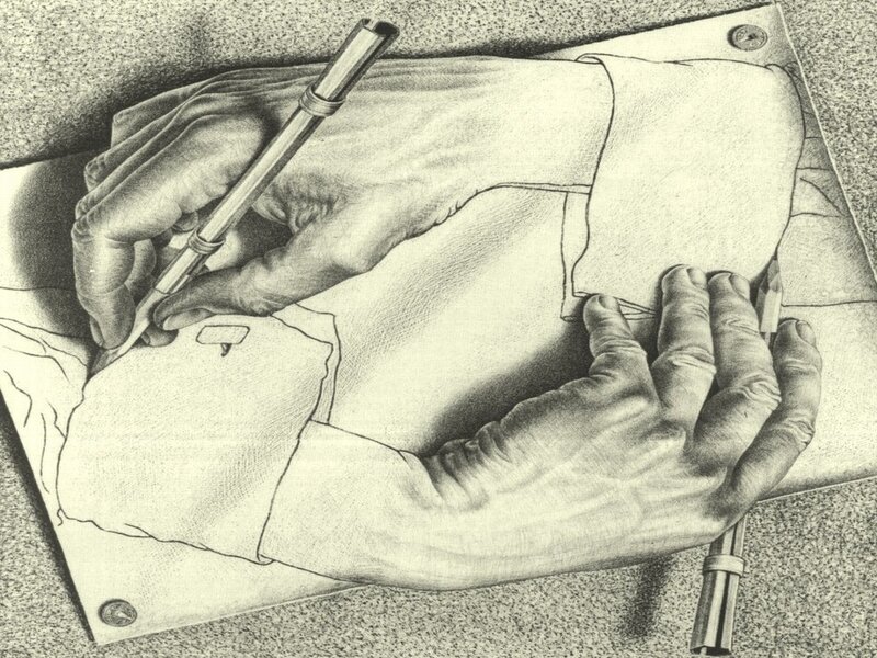 Hand drawing a hand