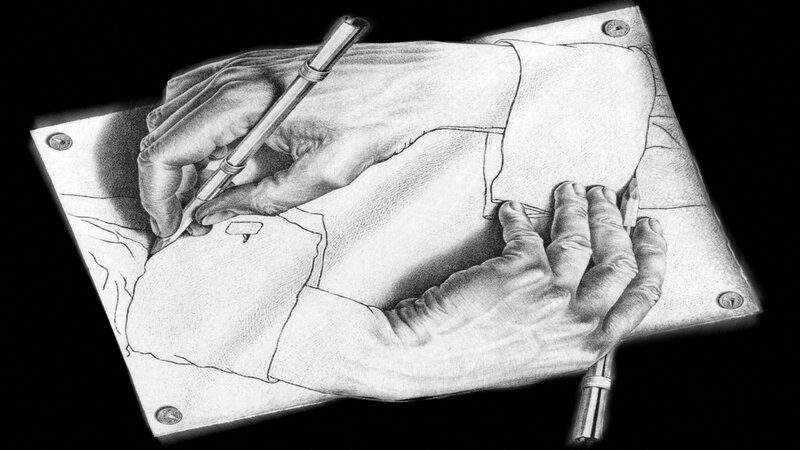 Hand drawing a hand