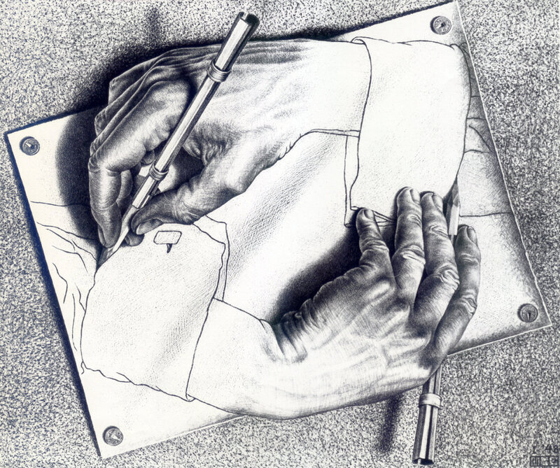 Hand drawing a hand