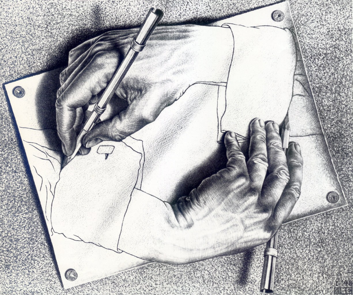 Hand drawing a hand