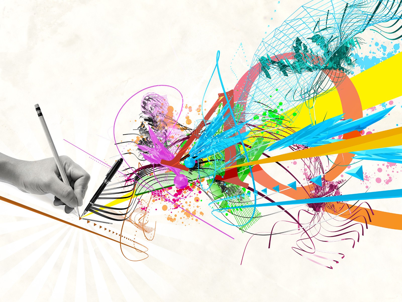 hand drawing colorful abstract art