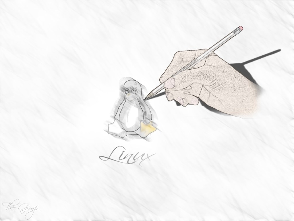 hand drawing tux penguin