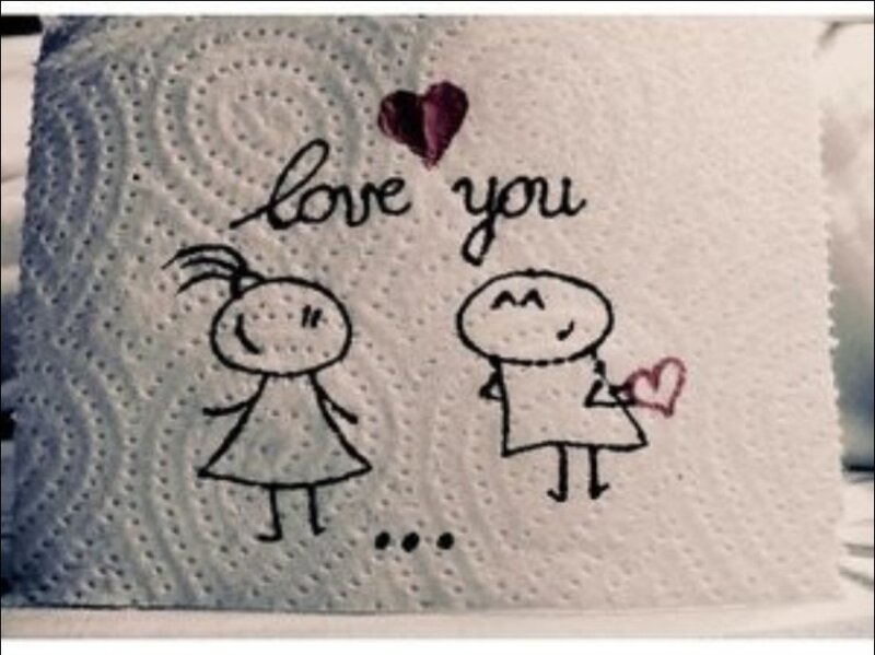 hand-drawn love note on napkin