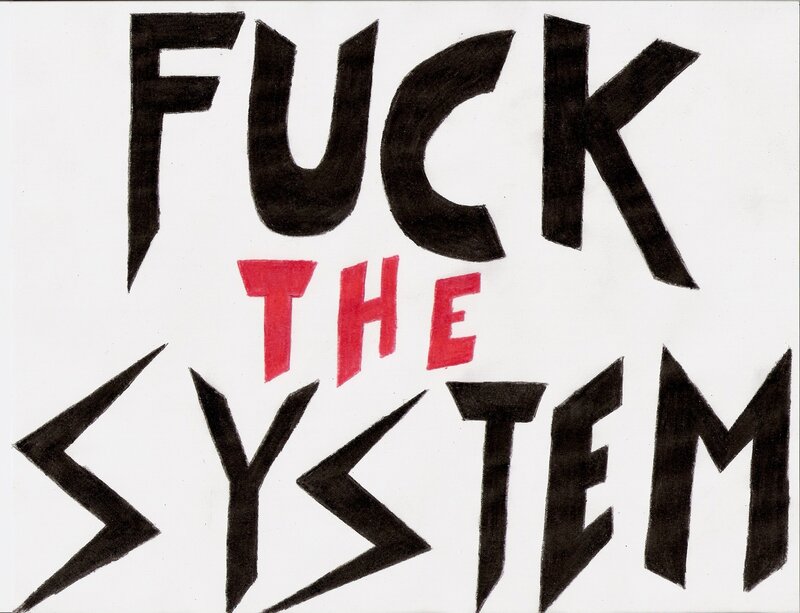 hand-drawn protest slogan