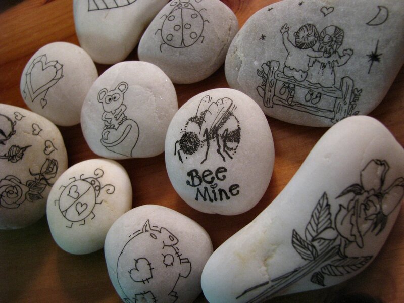 Hand-drawn rocks with cute designs