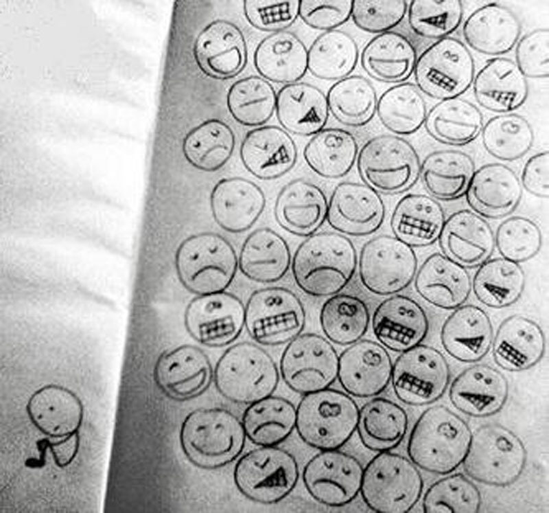 hand-drawn smiley faces