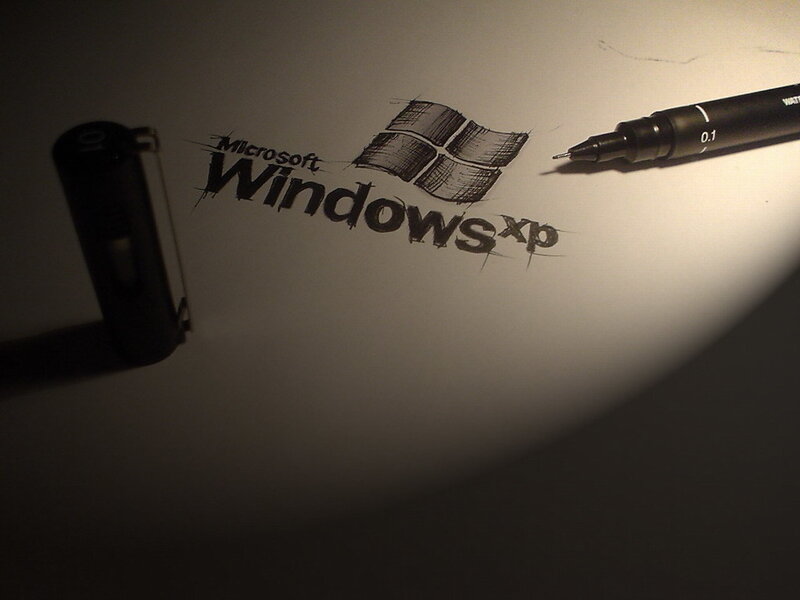 hand-drawn Windows XP logo