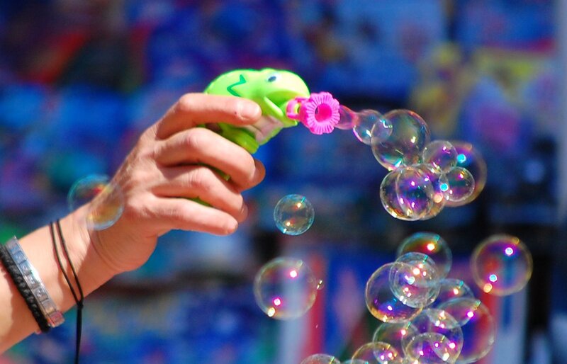 Hand holding a bubble gun