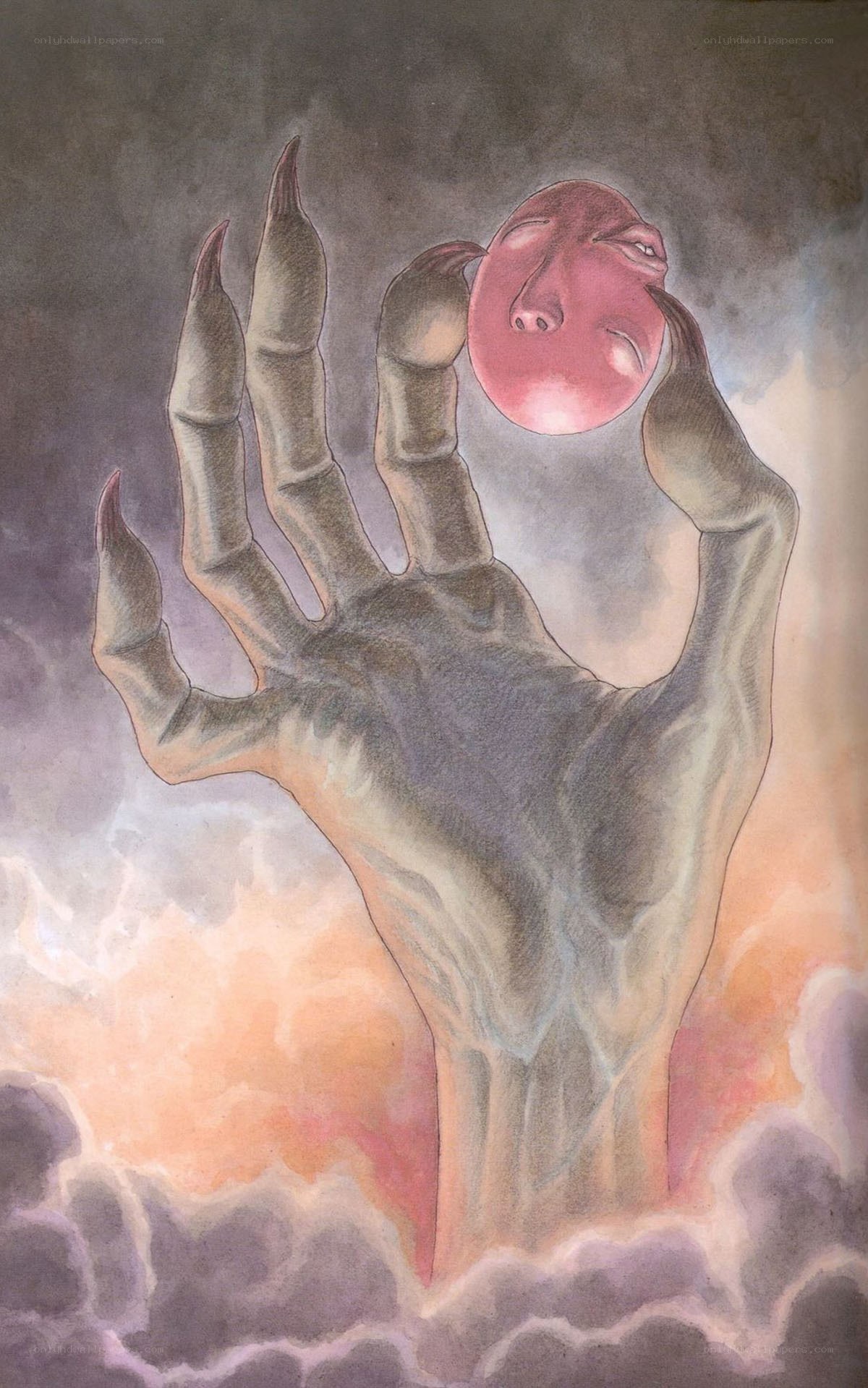 Hand holding a face