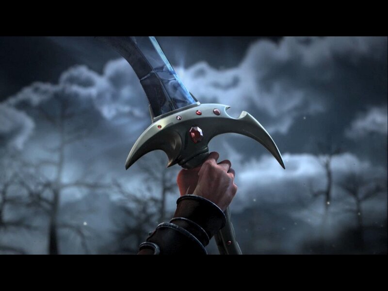 hand holding a fantasy weapon