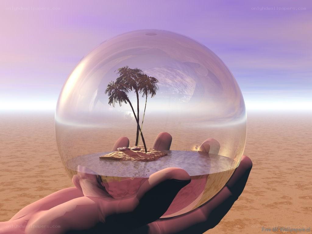 hand holding a glass sphere