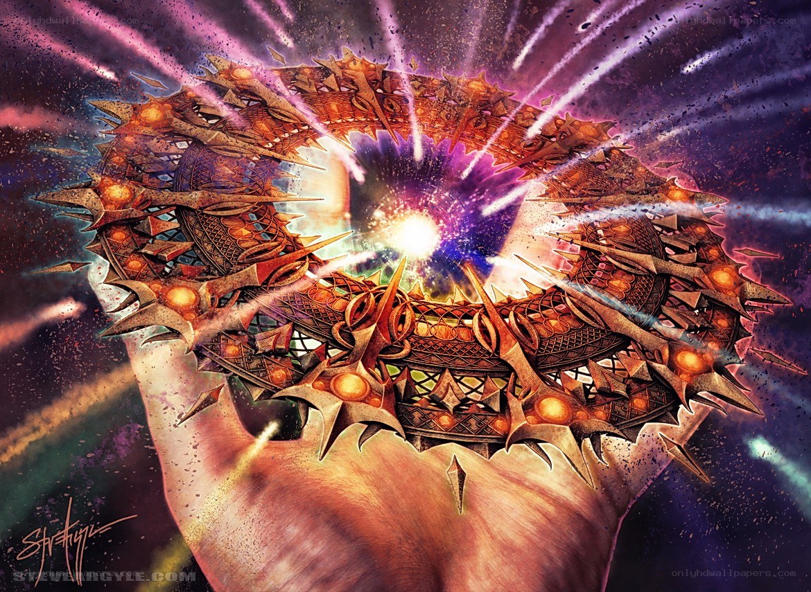 Hand holding a glowing artifact