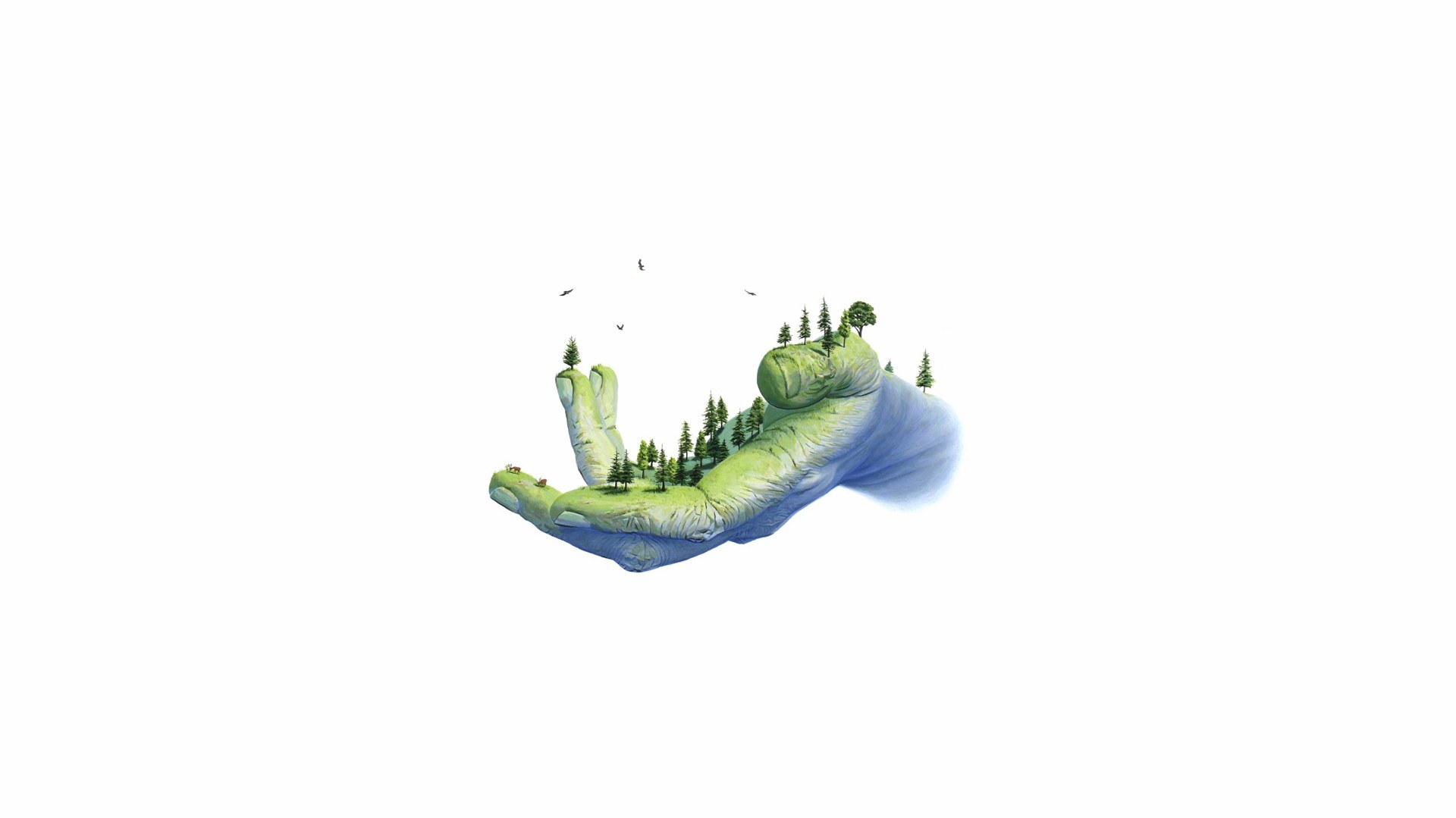 hand holding a green world