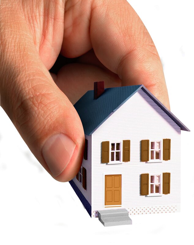 Hand holding a house model