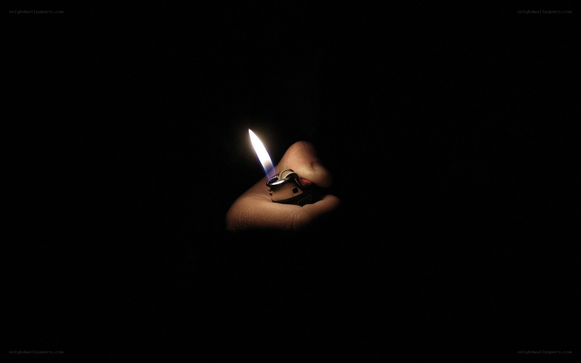 hand holding a lit lighter