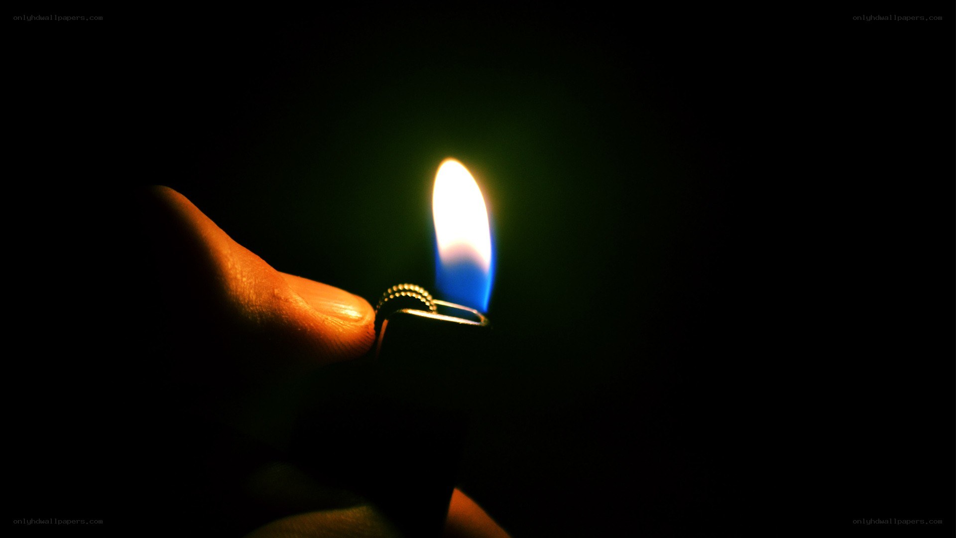 hand holding a lit lighter