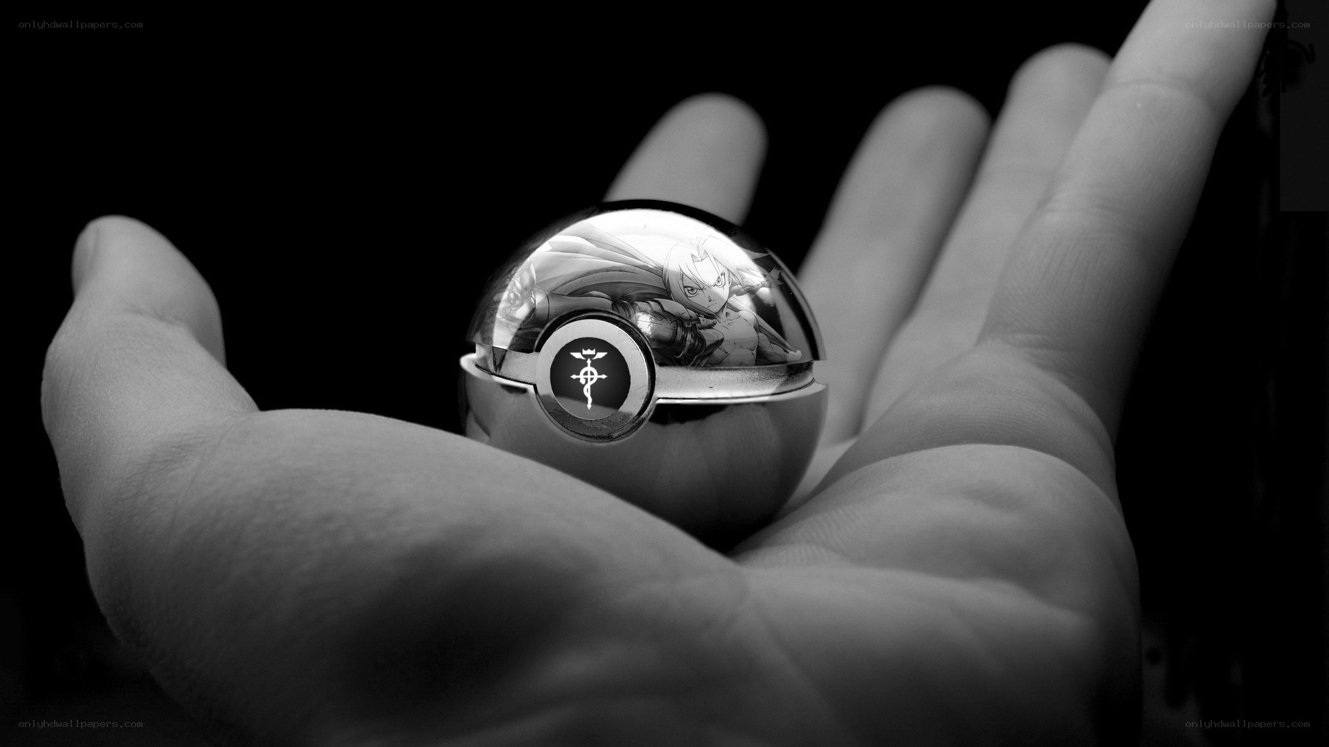 hand holding a modified pokeball