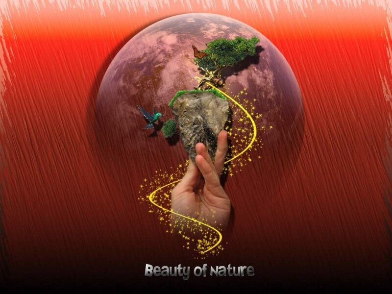 Hand Holding a Planet — Red