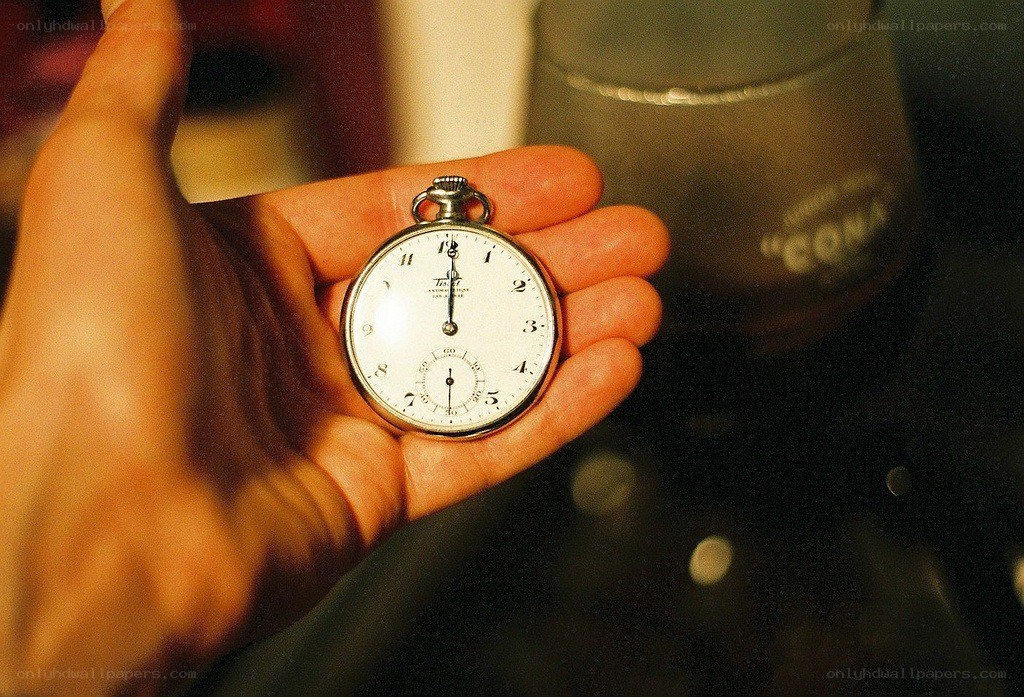 Hand holding a pocket watch