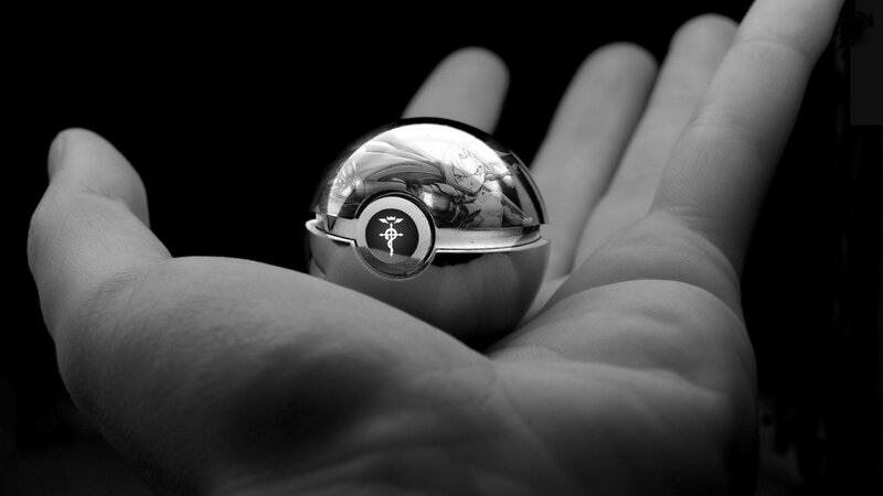Hand Holding a Pokeball — Black