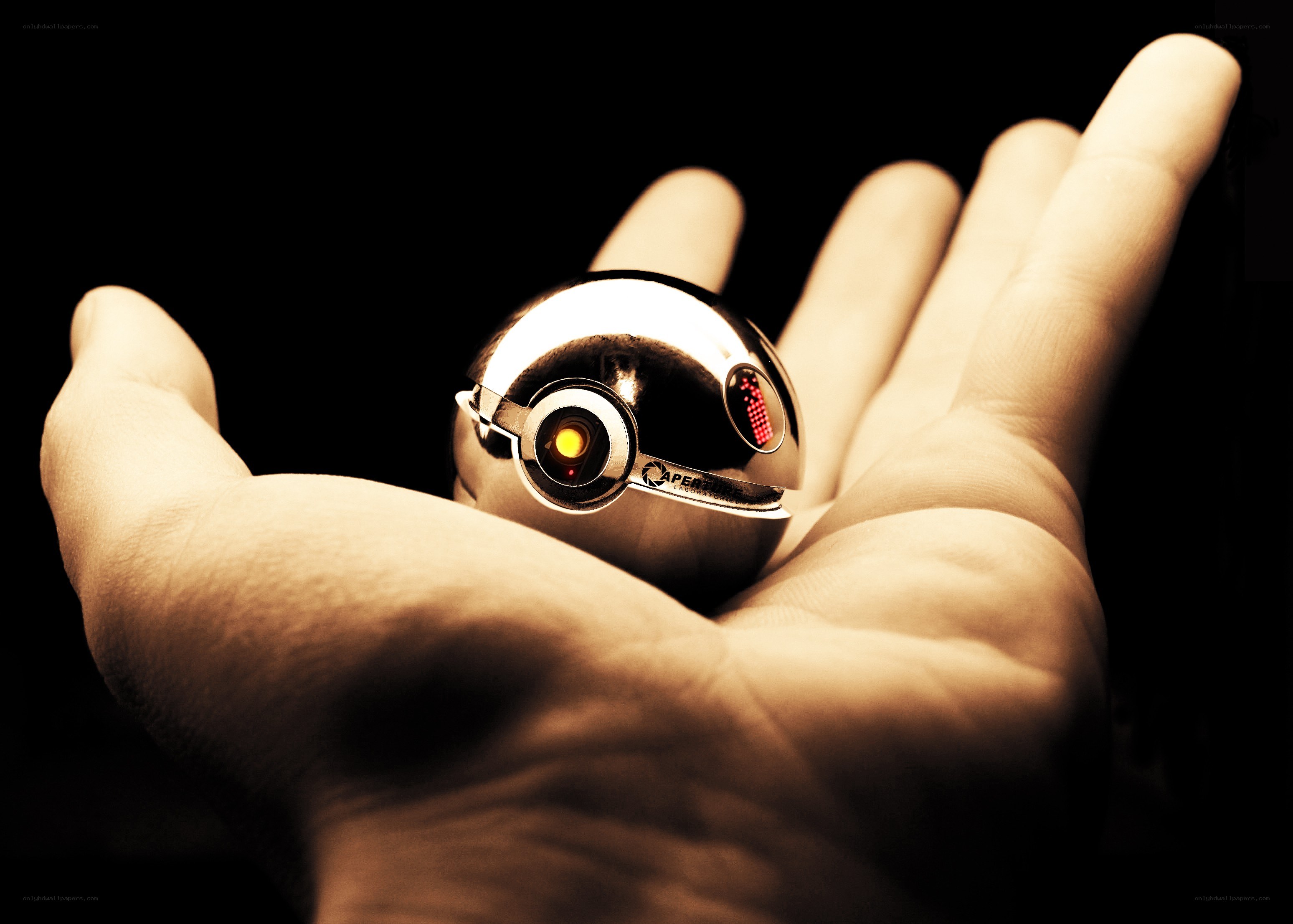 hand holding a spherical device
