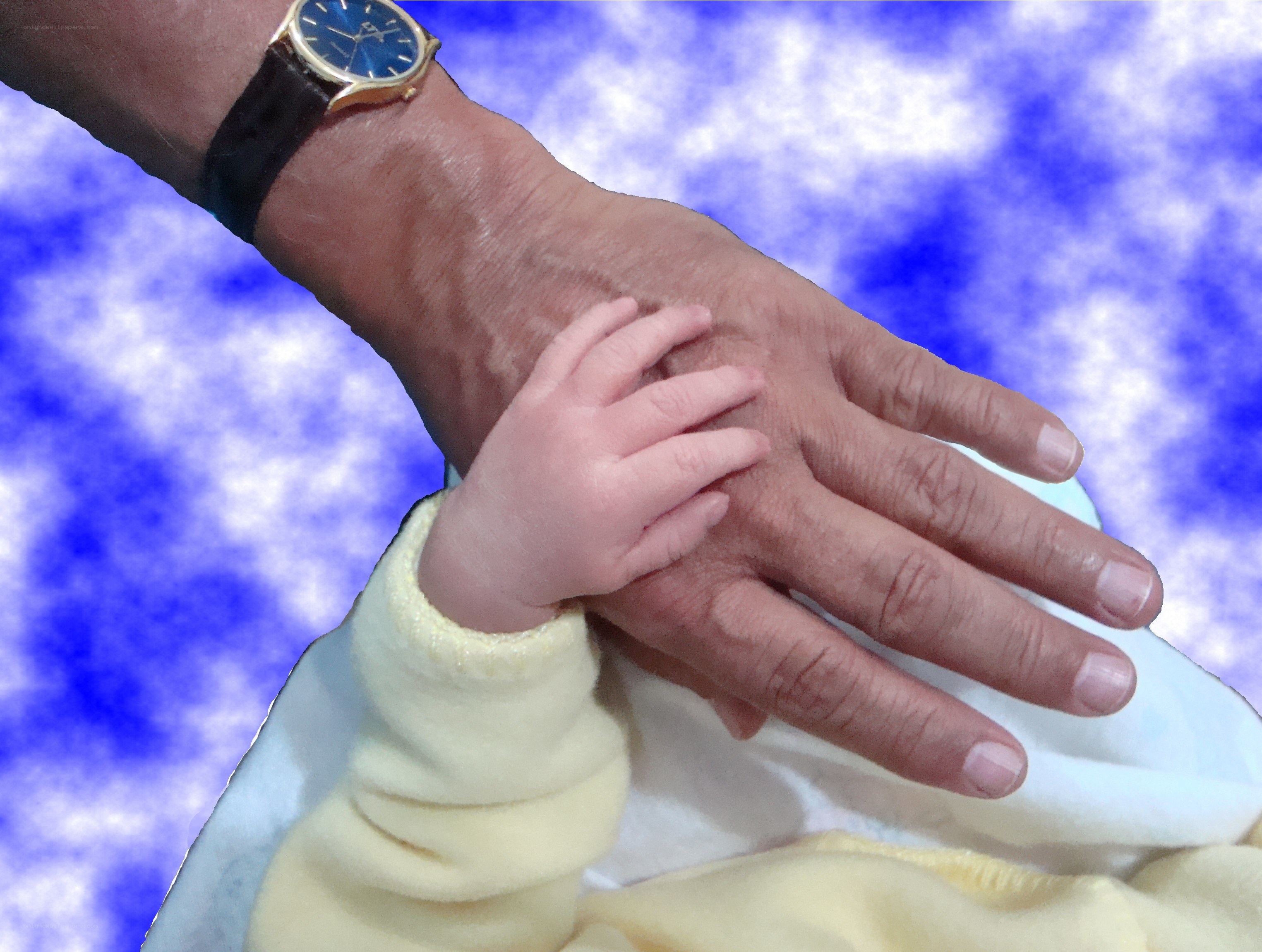 Hand holding baby hand