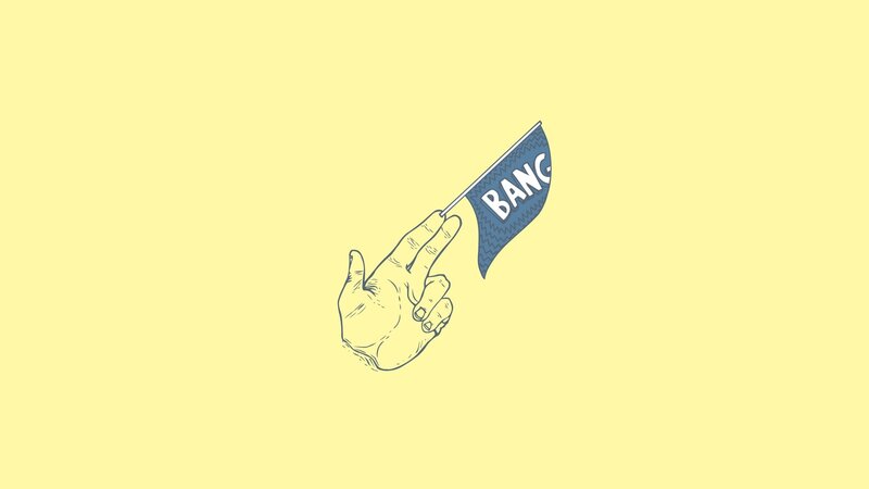 hand holding bang flag