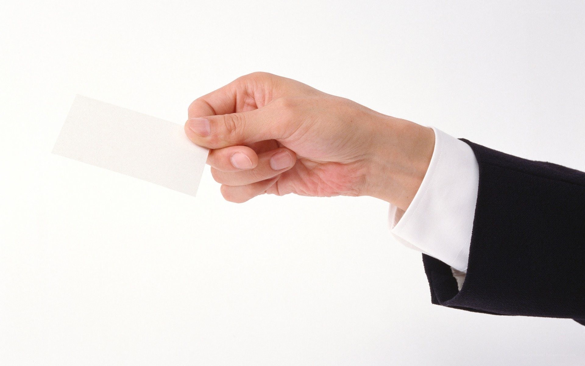 hand holding blank card